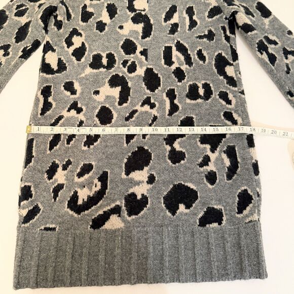 Lovers + Friends Speak Up Sweater Dress Charcoal Gray Leopard Knit Long Sleeve S - Picture 8 of 13
